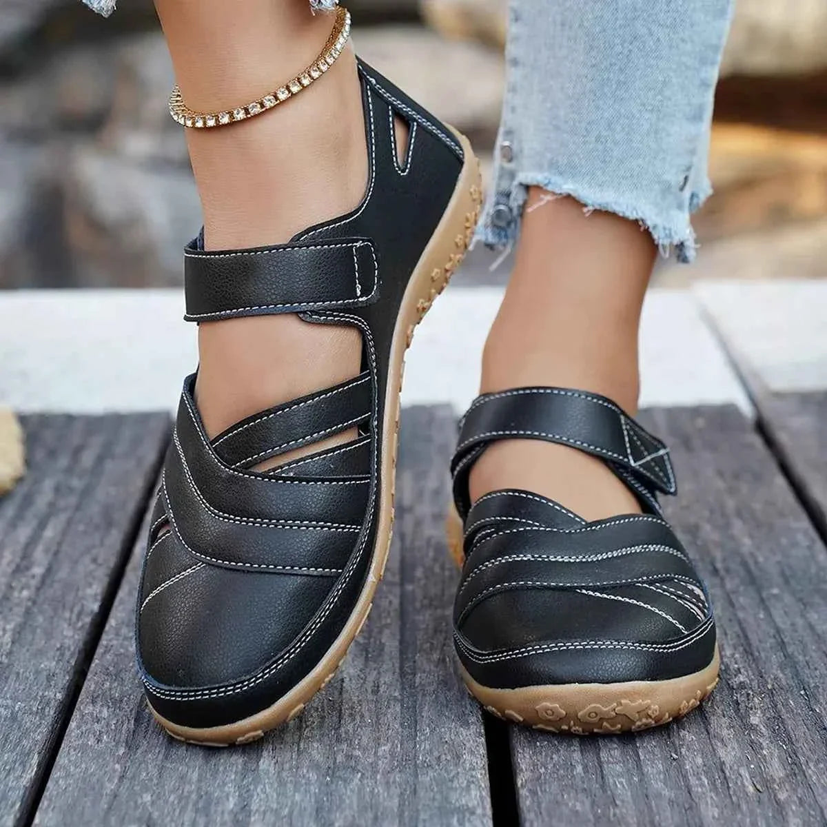 Women's Velcro Slip-On Sneakers | Casual Flat Walking Shoes | Comfortable Everyday Footwear