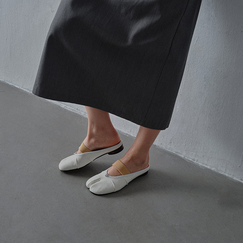 Women's Split-Toe Tabi Mules | Full Grain Cowhide Leather Ballet Flats