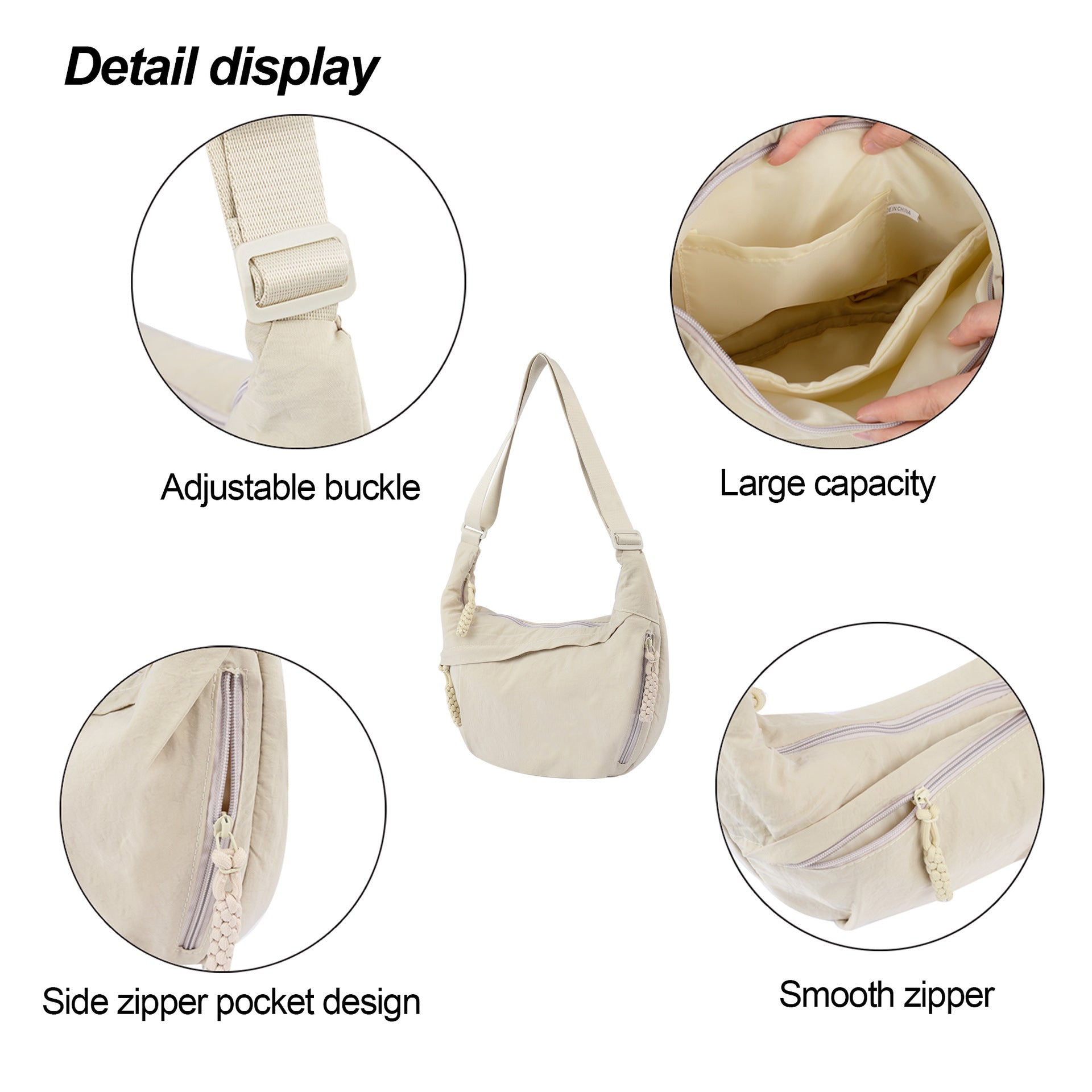 Women's High-Capacity Nylon Crossbody Bag - Lightweight Everyday Shoulder Bag