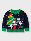 Dark-navy kids' Christmas tree crewneck sweater
