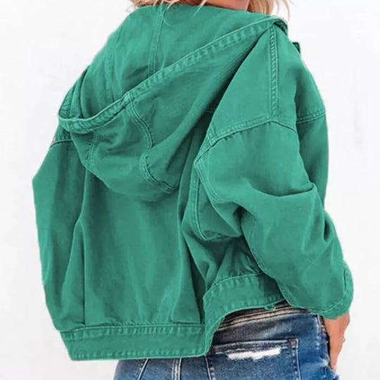 Another view: Hooded Dropped Shoulder Denim Jacket