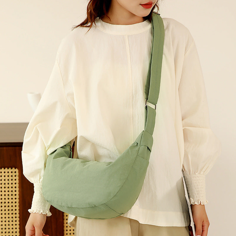 High-Capacity Nylon Shoulder Bag – Urban Minimalist Dumpling Bag for Women