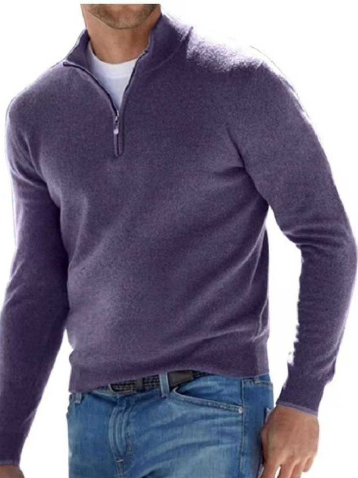 Men's Plus Size Quarter-Zip Sweater