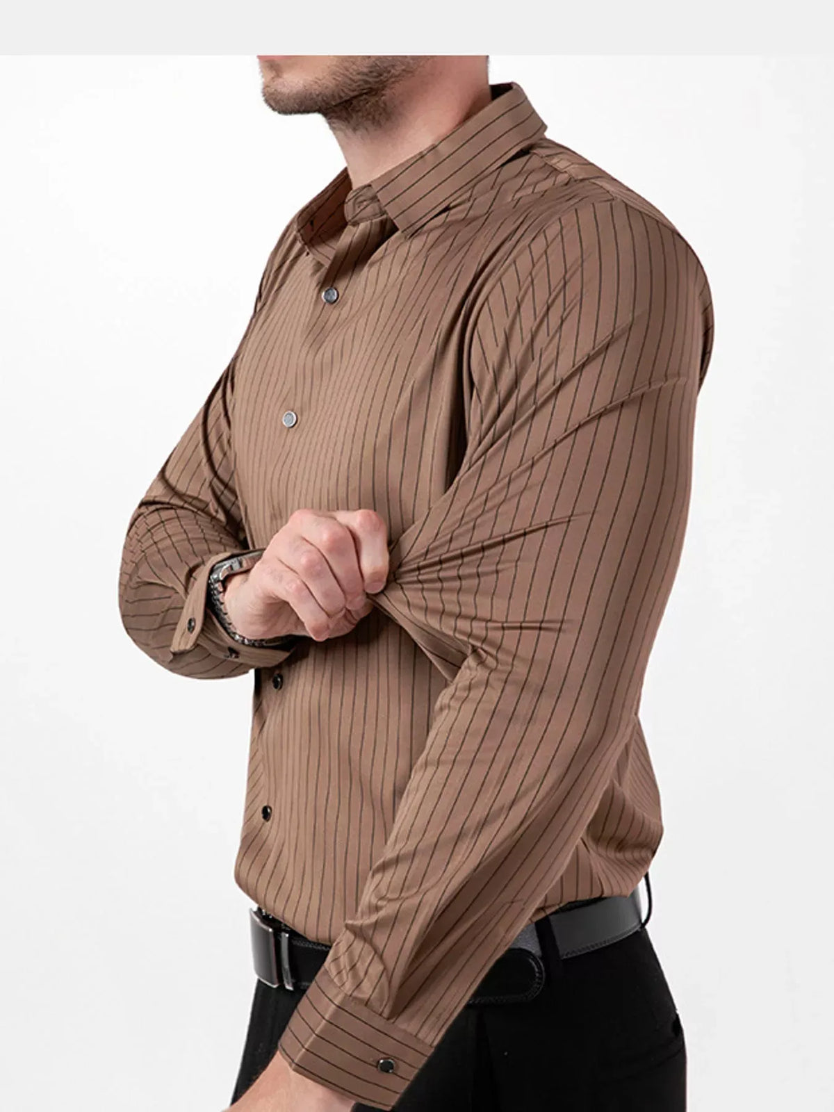 Men's Striped Stretch Long-Sleeve Dress Shirt — photo 14