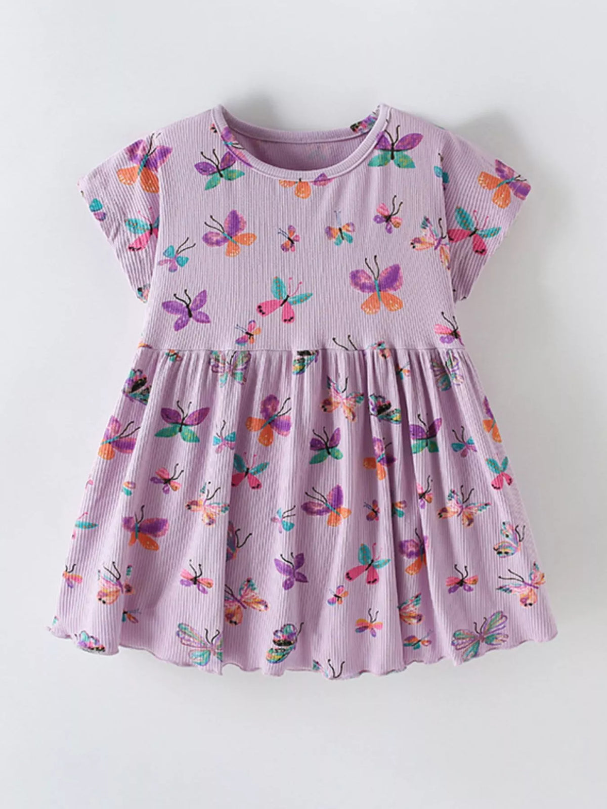 Girls' Butterfly-Print Cotton Dress — Mauve
