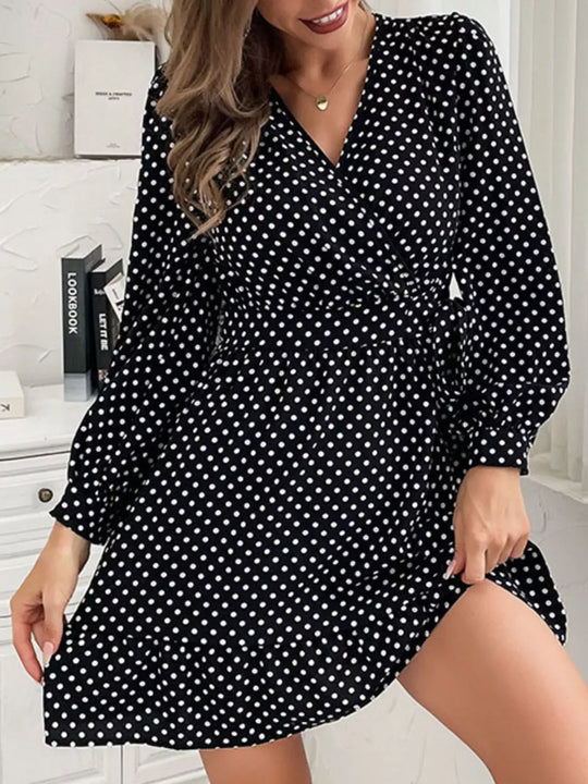 Another view: Aurelia Polka Dot Wrap Mini Dress