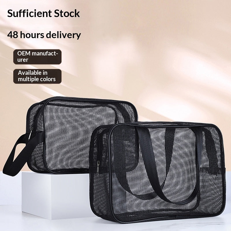 Men's Mesh Toiletry Travel Bag – Foldable Resin Mesh Shower & Storage Bag