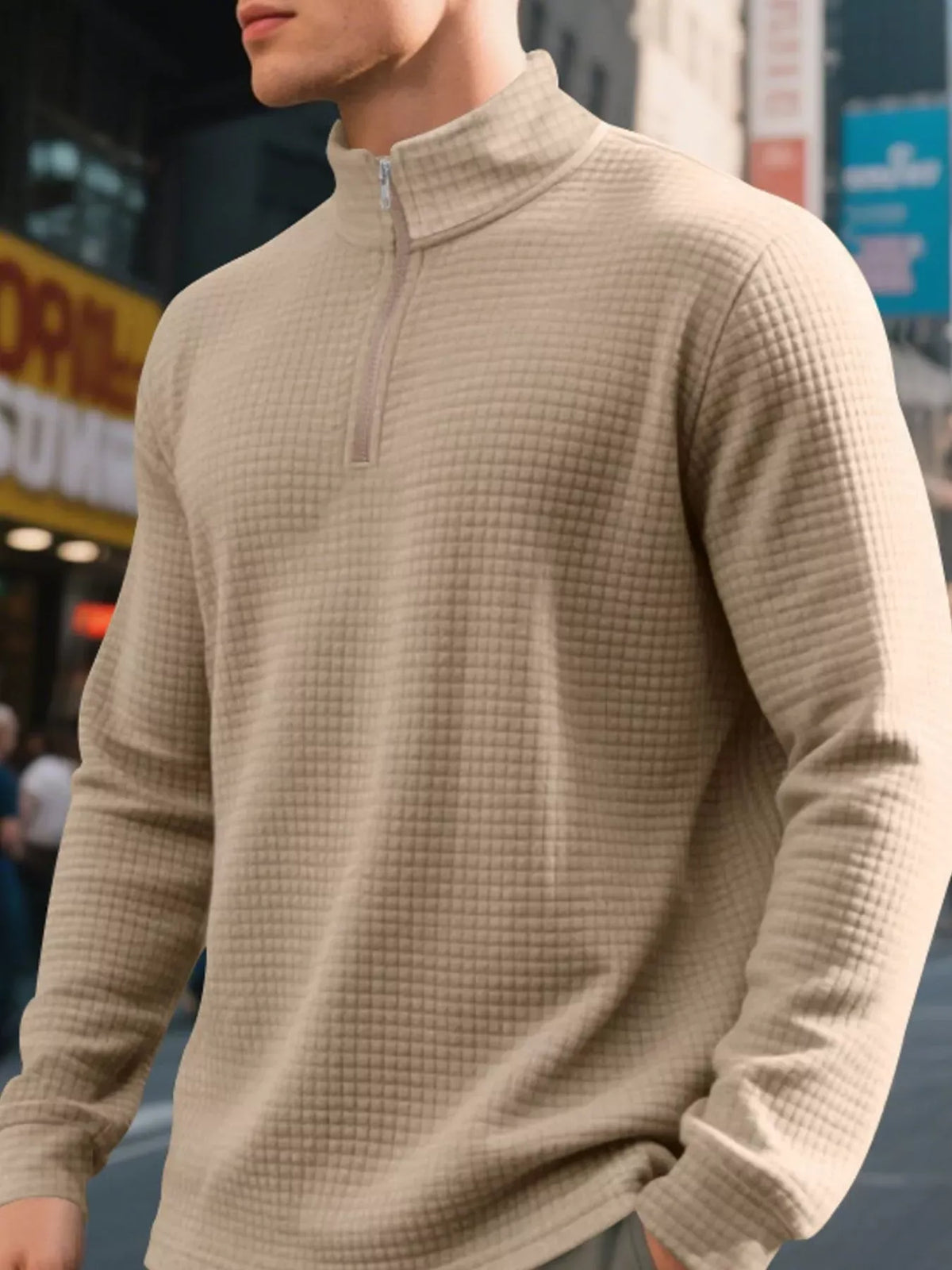 Men's Waffle-Knit Quarter-Zip Sweatshirt — photo 20