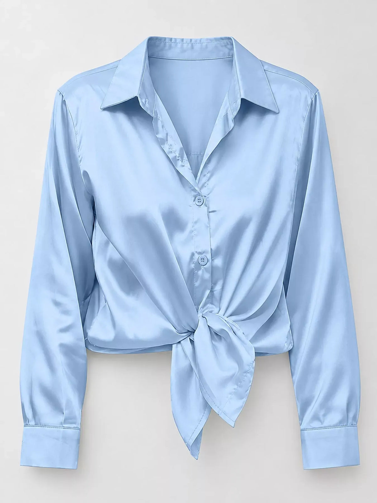 Women's Satin High-Low Button-Down Shirt — photo 70