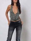 Women's floral lace tie halter cami top