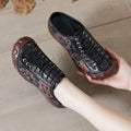 Women's Ethnic Floral Print Low-Top Sneakers | Elastic Band Casual Shoes