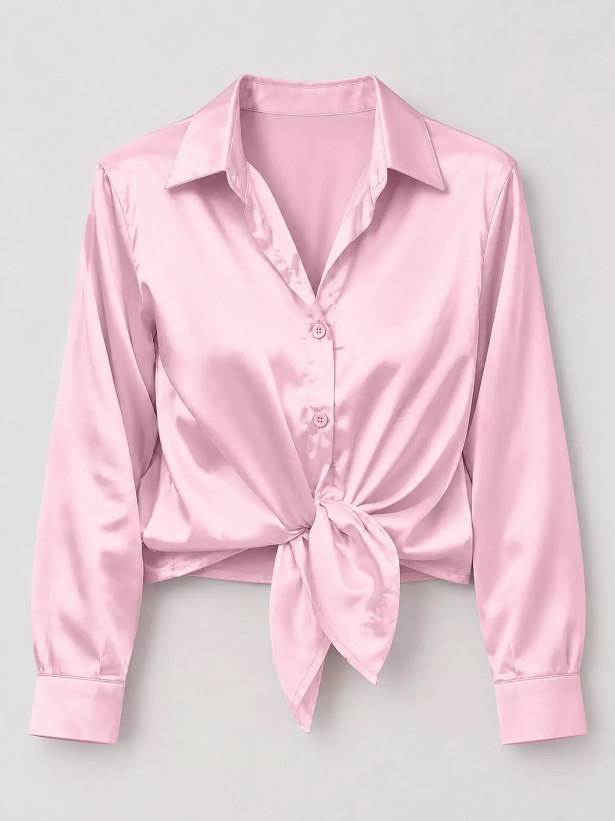 Women's Satin High-Low Button-Down Shirt — photo 22