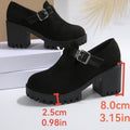 Women's Chunky Suede High Heels - Round Toe Block Heel Pumps