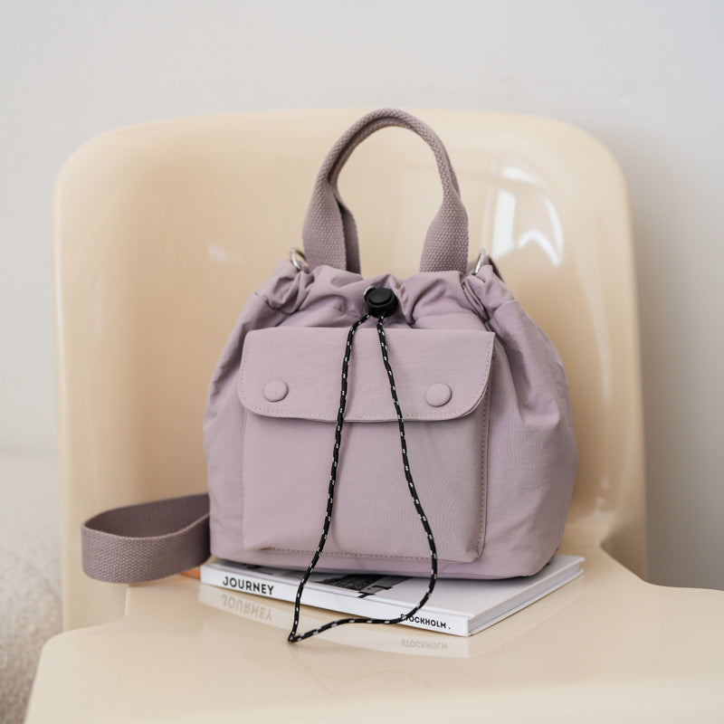 Women's Lightweight Oxford Cloth Shoulder Bag - Versatile Everyday Bucket Bag