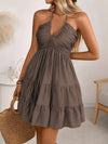 Smocked halter-neck tiered dress — alternate product view 2