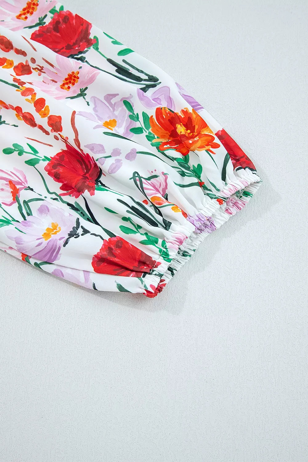 Floral Ricrac-Trim Puff-Sleeve Mini Dress