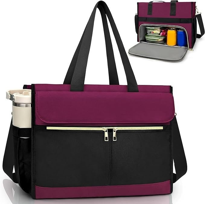 Women's Oxford Fabric Insulated Lunch Tote Bag – Large Capacity Crossbody