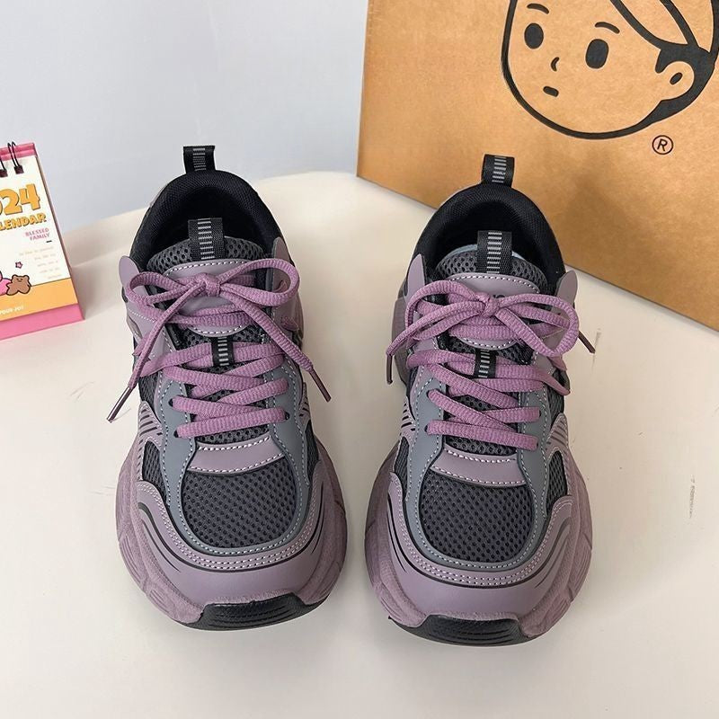 Women's Height-Enhancing Casual Sneakers - Breathable Lightweight Lace-Up Shoes