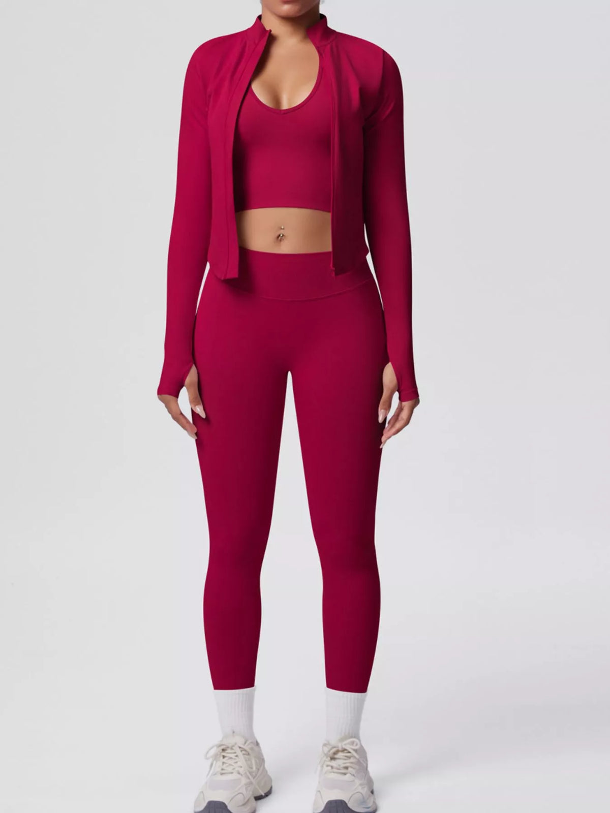 Tank, Zip Jacket & Leggings 3-Piece Active Set