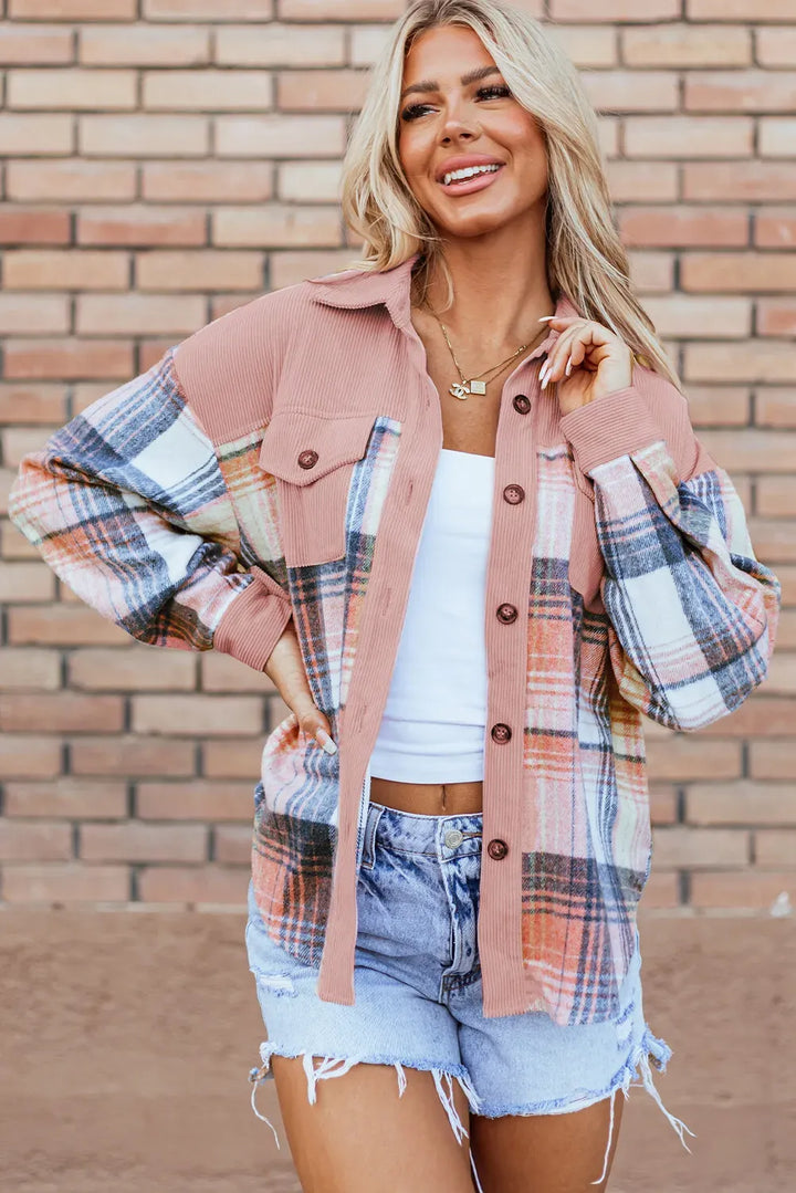 Plaid Button Up Long-Sleeve Shacket