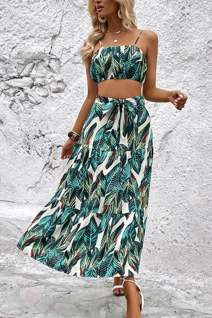 Aurelia Botanical Print Cami and Tiered Skirt Set — product view 1