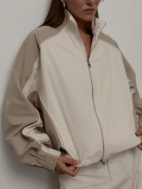 Another view: Color-Block Zip-Up Jacket & Pants Set
