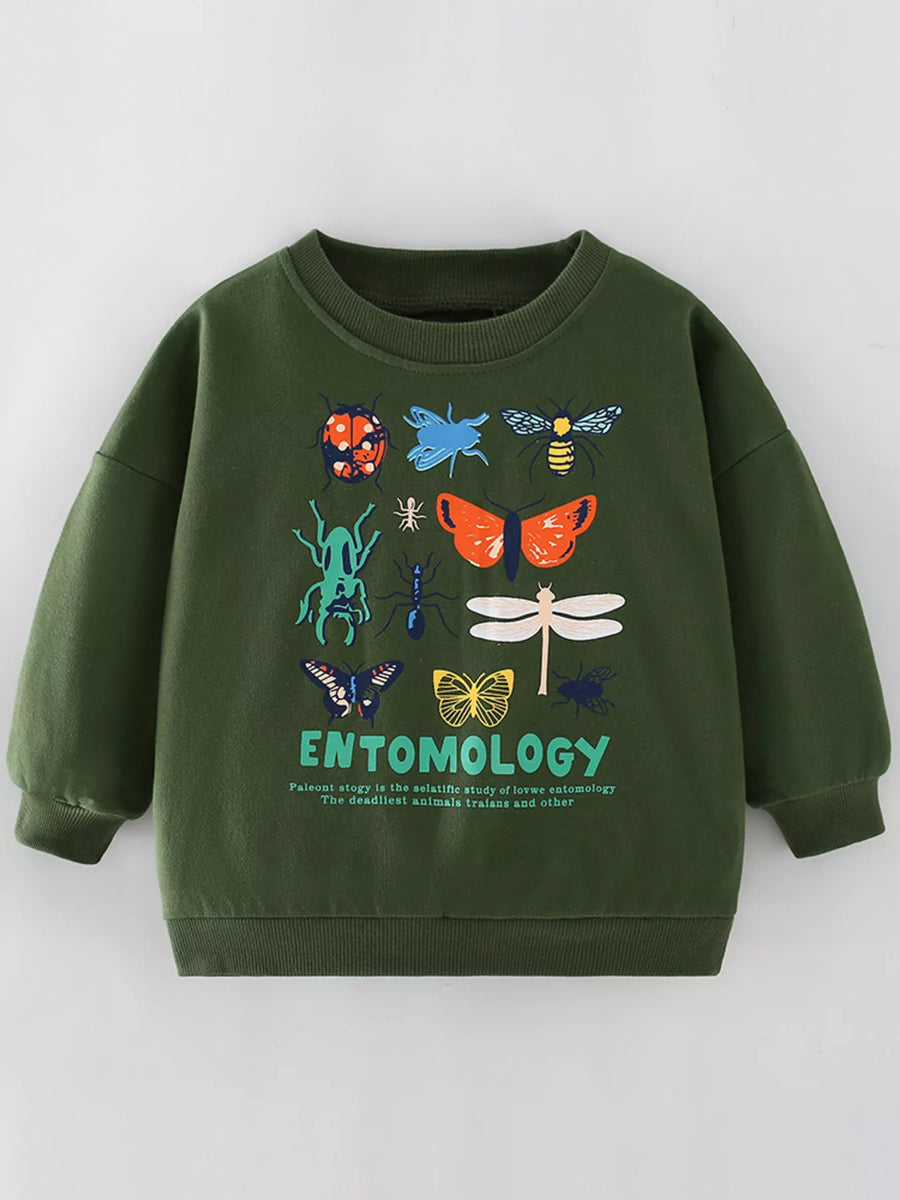 Girls' Butterfly Cotton Sweatshirt — Black Forest