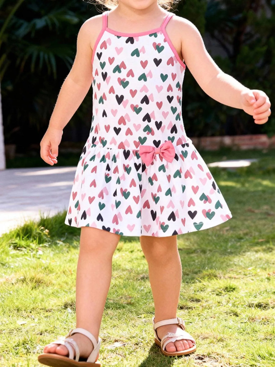 Girls' Bow-Print Cotton Dress