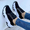 Women's Lace-Up Platform Sneakers | Microfiber Casual Walking Shoes