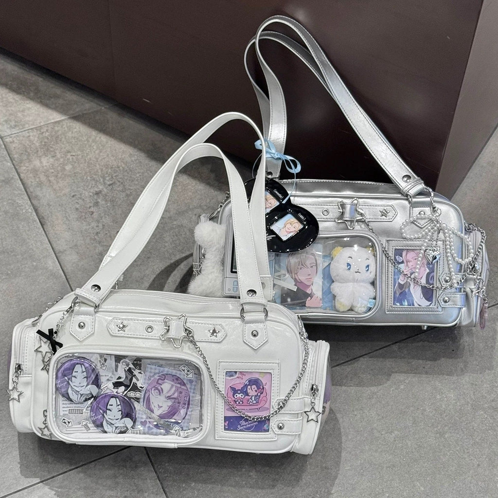 Women's PU Leather Crossbody Bag with Chain Strap & Card Holder – Streetwear Mini Shoulder Bag