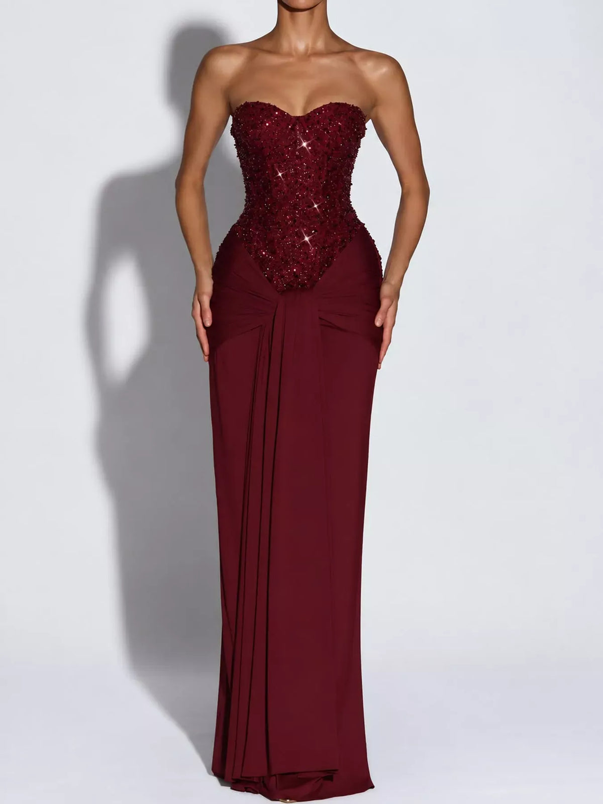 Women's Strapless Sequin Corset Maxi Dress — photo 18