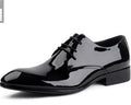 Men's Glossy Leather Lace-Up Oxford Dress Shoes | Pointed Toe Business Wedding Shoes