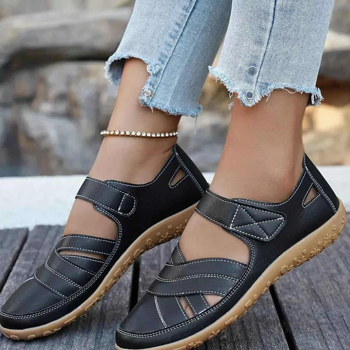 Women's Velcro Slip-On Sneakers | Casual Flat Walking Shoes | Comfortable Everyday Footwear