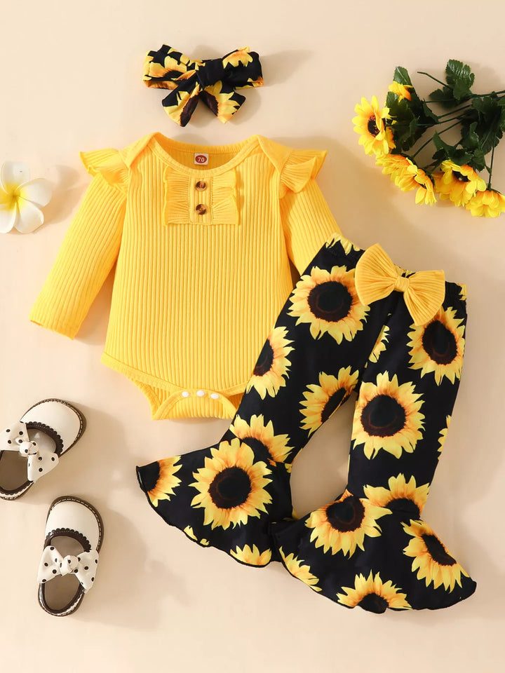 North Star Ruffled Ribbed Top and Sunflower Pants Set — product view 1