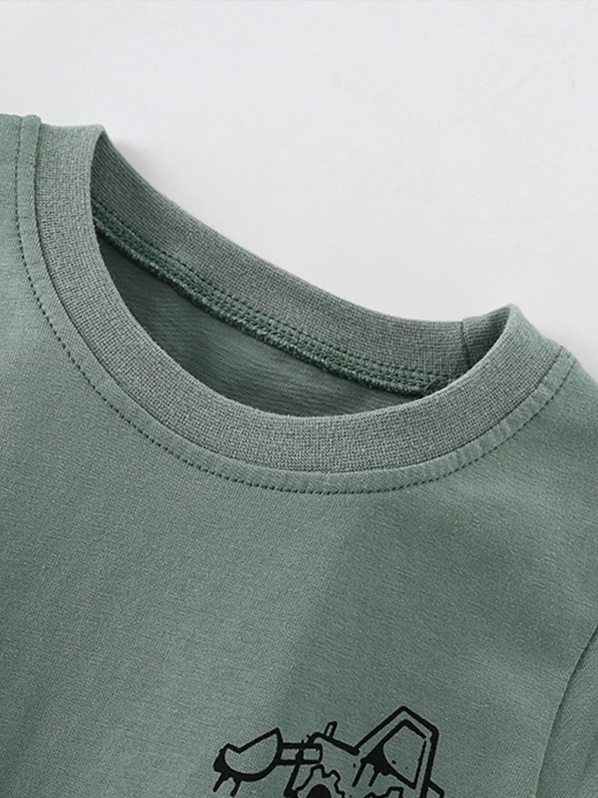 Kids' Excavator Graphic Cotton T-Shirt — Sage
