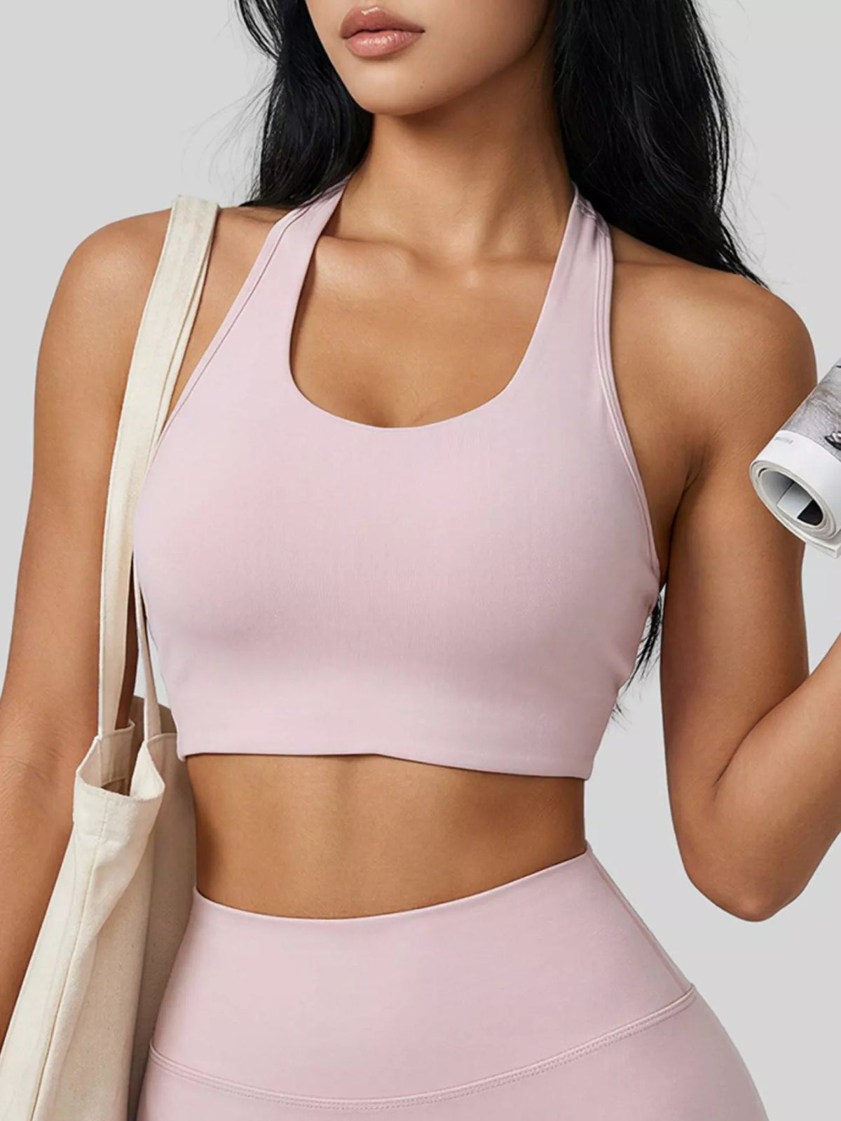 Twist-Back Halter Active Bra