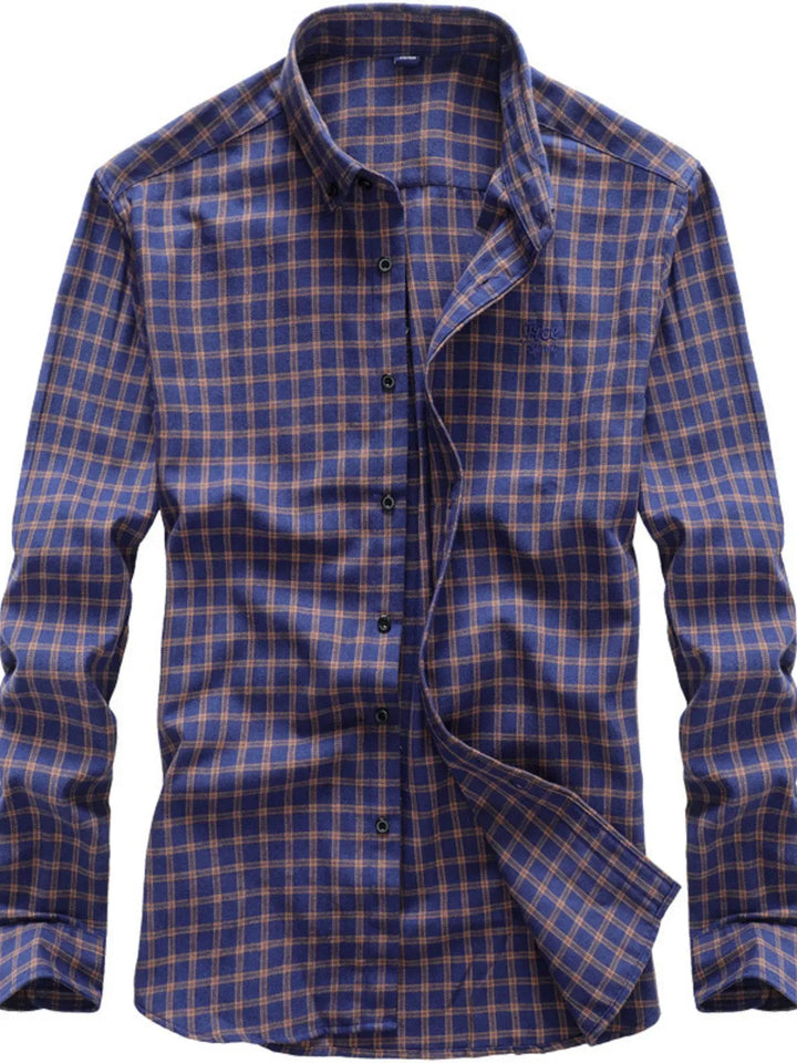 Men's Full Size Classic Plaid Button-Down Shirt Plus