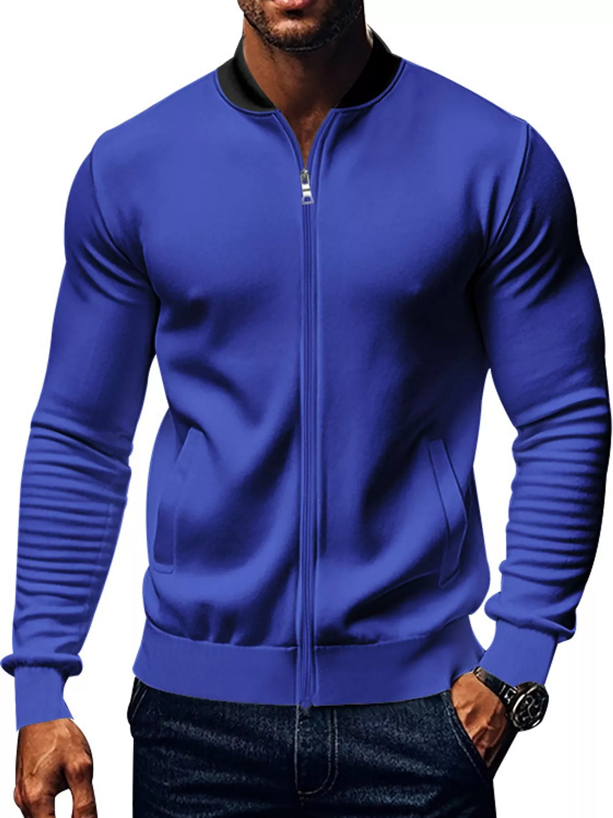 Men's Classic-Fit Zip-Up Bomber Jacket with Pockets — photo 6