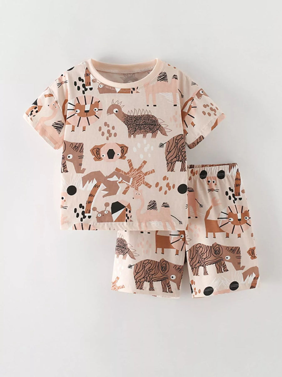 Kids' Animal-Print Tee & Shorts Set