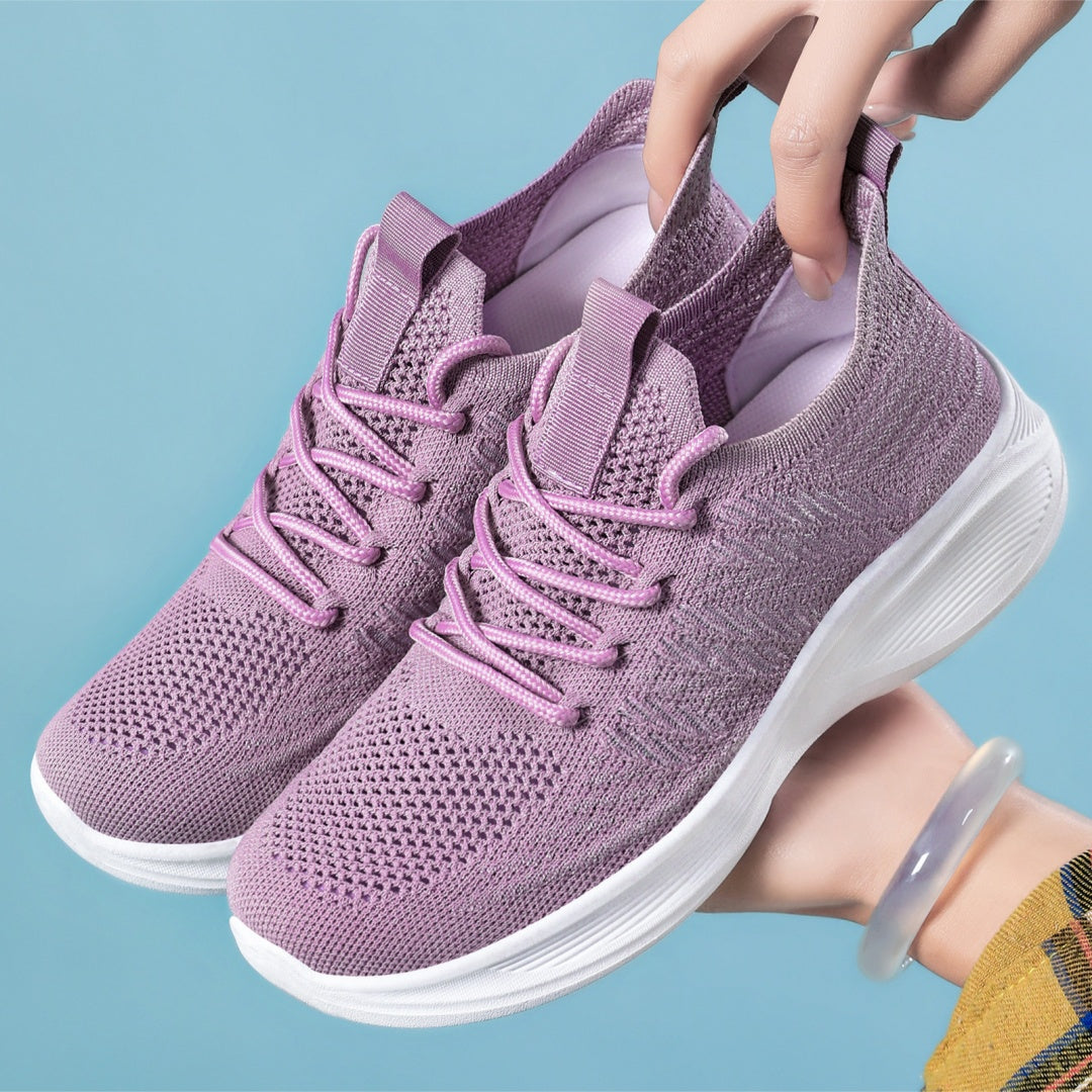 Women's Flyknit Casual Sneakers | Lightweight Breathable Lace-Up Walking Shoes