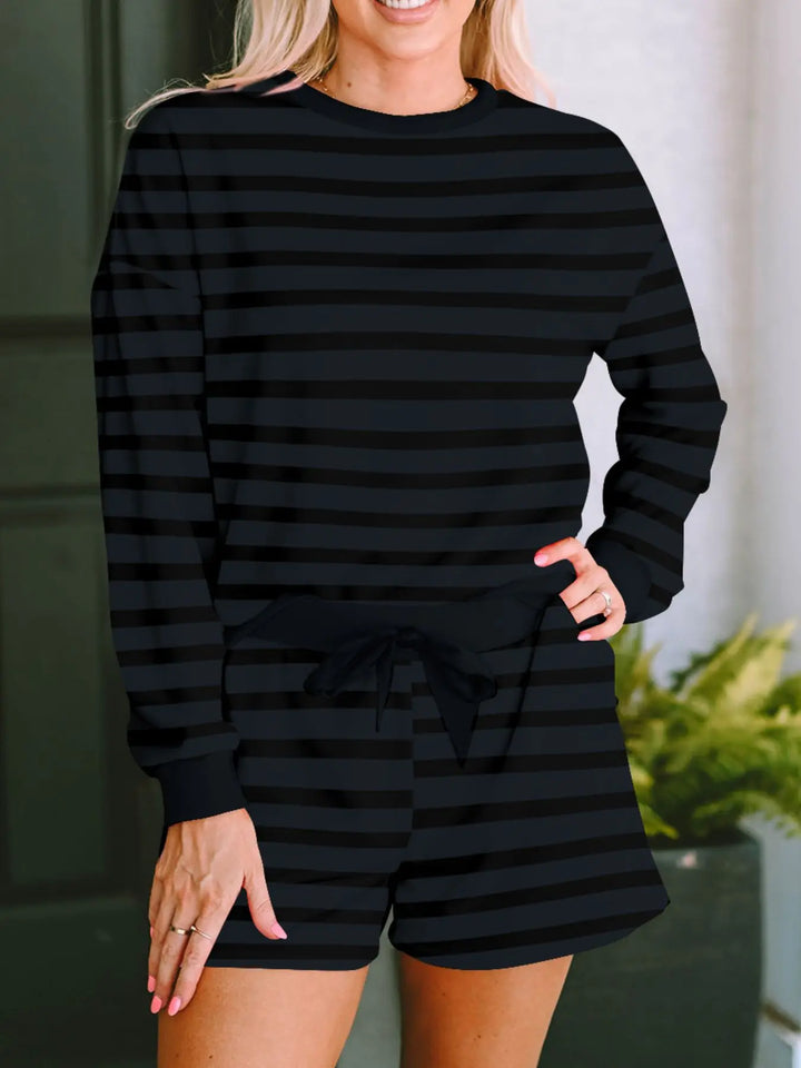 Long-Sleeve Top and Shorts Two Piece Set