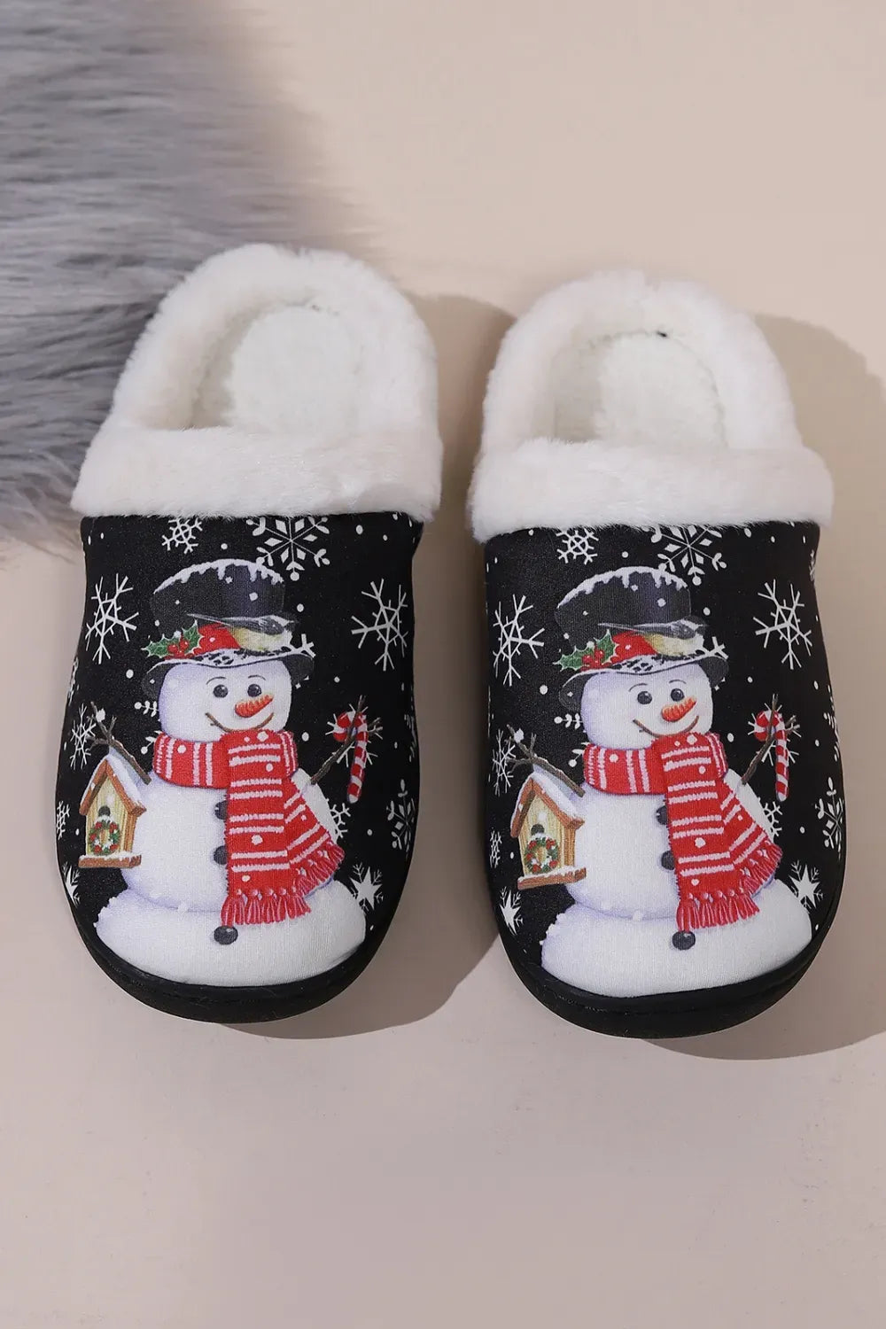 Snowman Faux Fur Round-Toe Slippers — photo 5