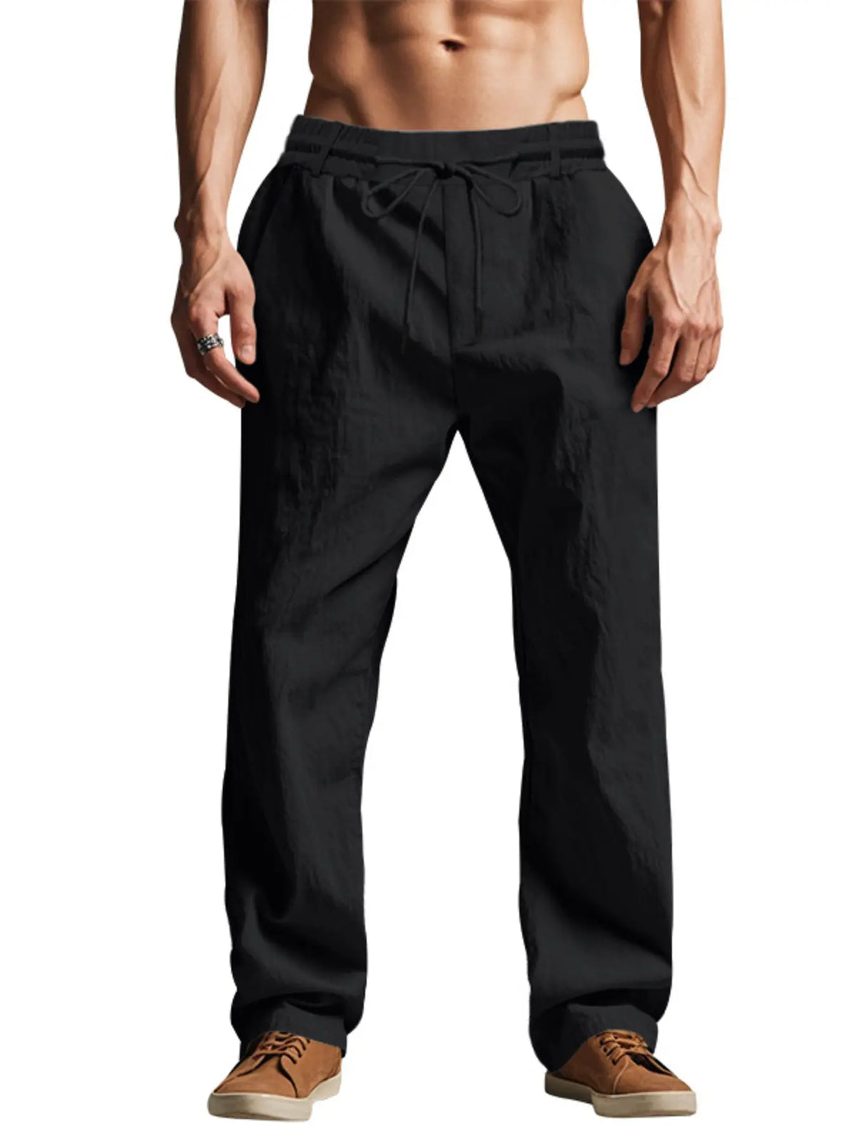 Men's Relaxed Drawstring Pants with Pockets — photo 2
