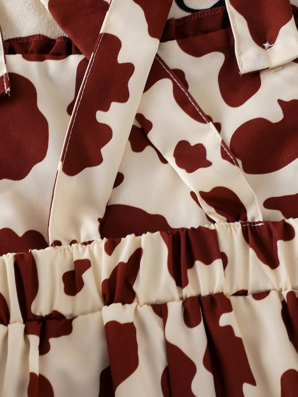 Children's Cow-Print Ruffle Jumpsuit
