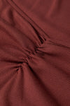 Burgundy ruched square-neck ribbed long-sleeve top, alternate view 9