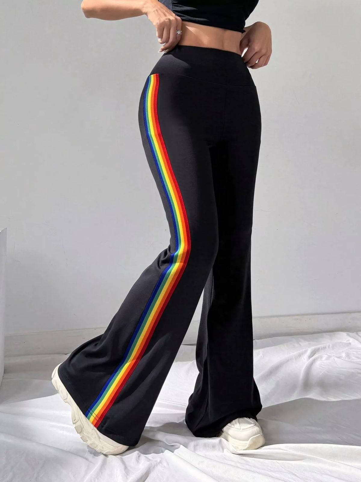 High-Waisted Side-Stripe Flare Active Pants
