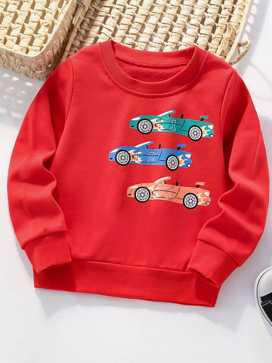 Kids’ Colorful Car Cotton Sweatshirt