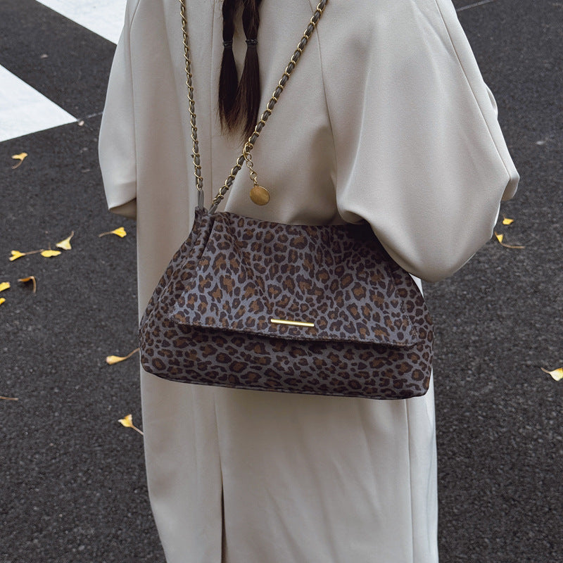 Leopard Print Shoulder Bag for Women | PU Leather Double Strap Handbag