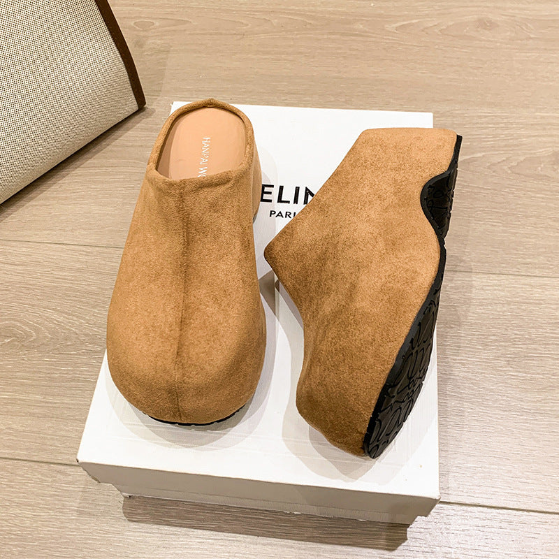 Women's Suede Platform Slippers - Height Boosting Comfort Shoes