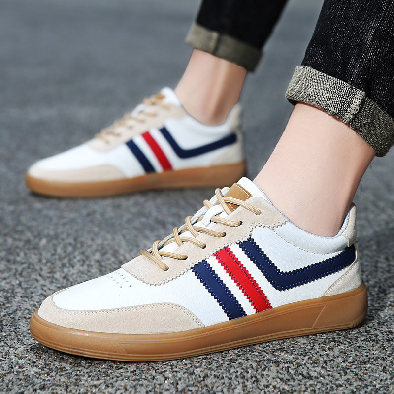 Men's Leather Height-Boosting Sneakers with Rubber Sole - Casual Elevator Shoes
